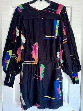 H&M Studio S/S Collection Watercolor Puff Balloon Sleeve Mini Tunic Dress XS 36